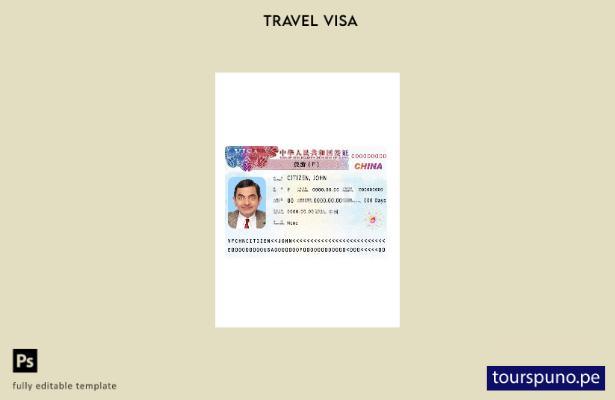 Listo para imprimir la plantilla de la versión actual de la visa de China